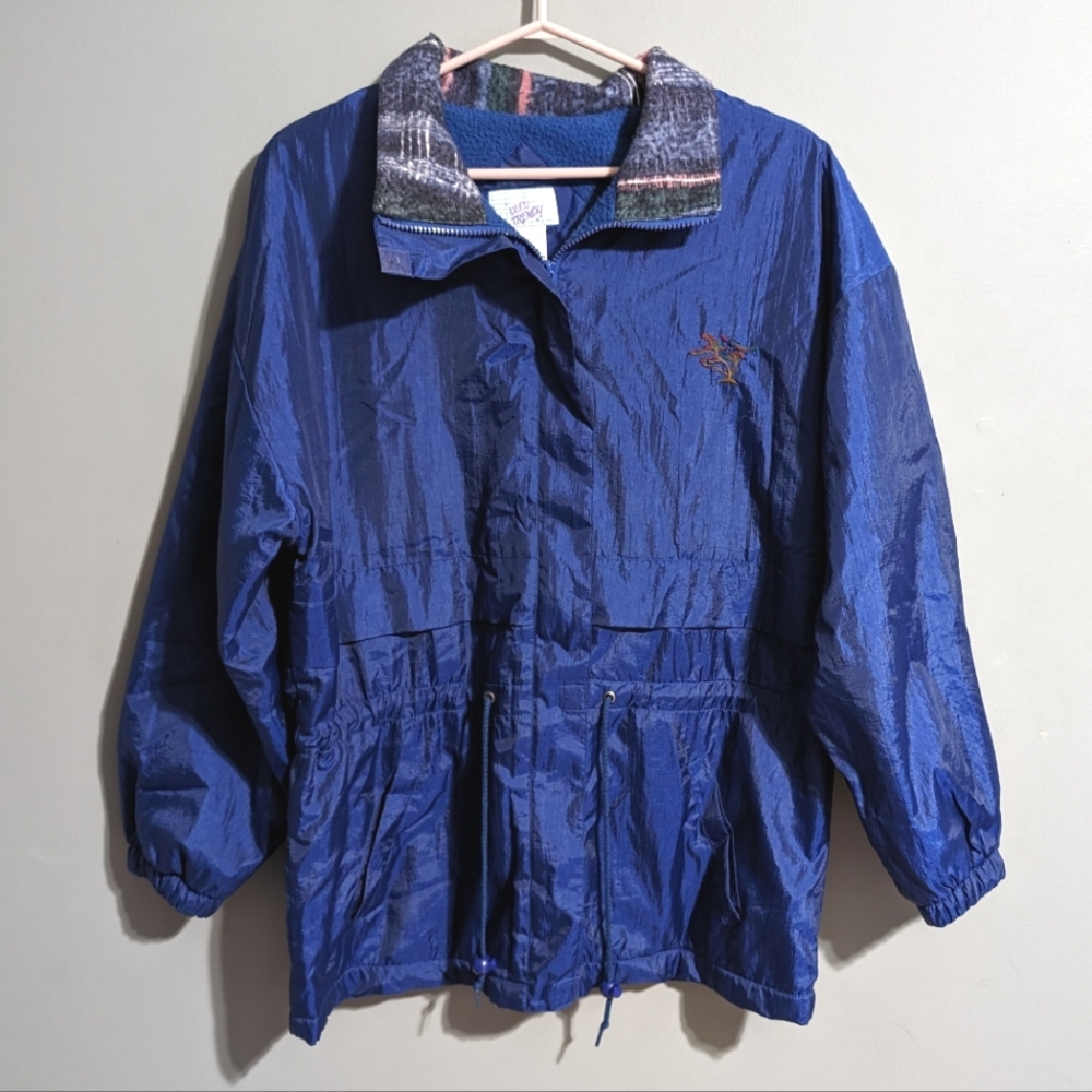 Vintage "Very Trendy" brand fleece lined windbreaker jacket with tree embroidery